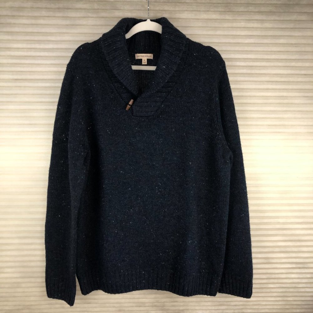British Khaki Cozy Shawl Collar Sweater with Faux Suede Elbow Patches Academia